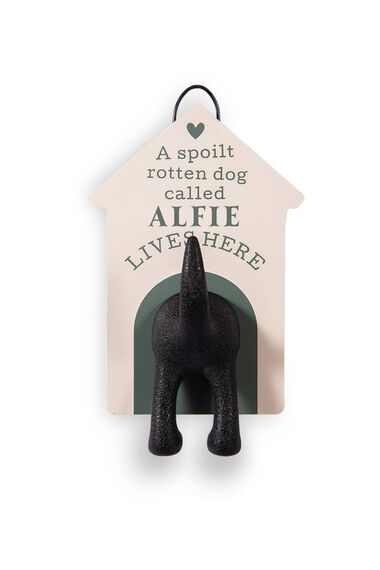 A Spoilt Dog Called ALFIE Lives Here Dog Lead Cloths Hanging Hook