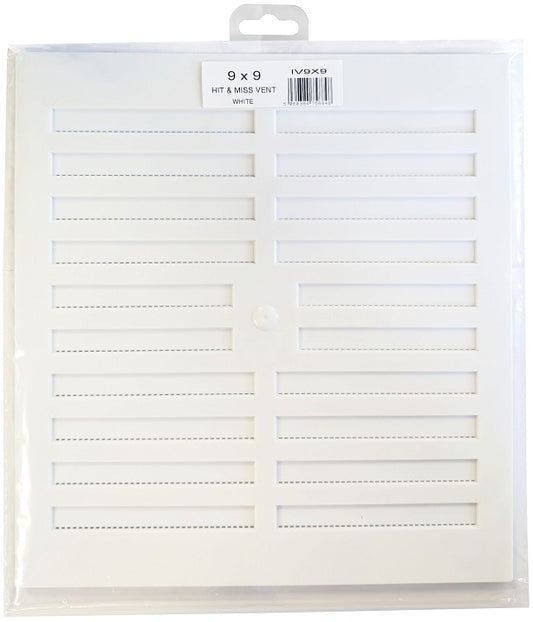 IV9X9 - Grille d'aération 9 x 9 en plastique blanc à persiennes