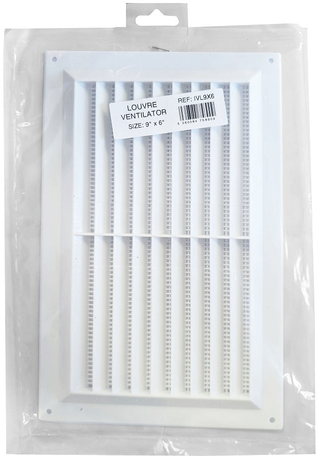 IVL9X6 - 9 x 6 Louvre Vent White Plastic