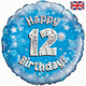 18 inch Happy 12th Birthday Blue Foil Balloon