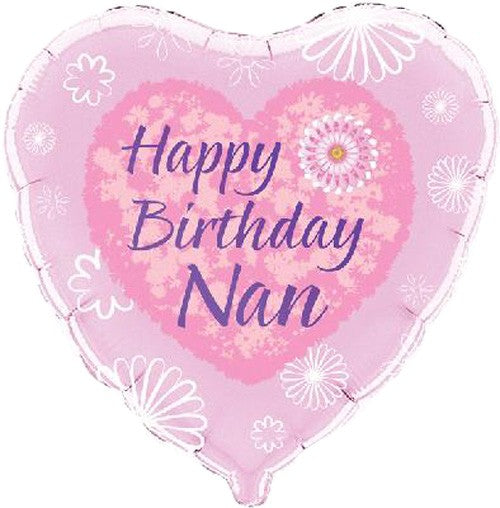 18inch Happy Birthday Nan Heart Balloon