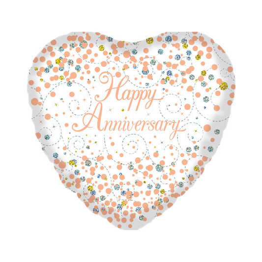 Happy Anniversary Sparkling Fizz White 18″ Foil Balloon