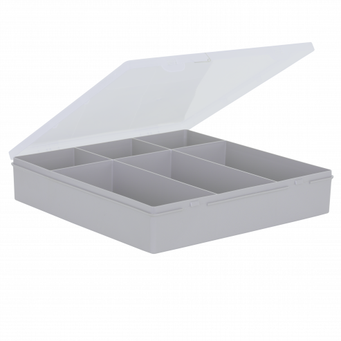 Organiser 29cm Square 6 Divisions Soft Grey/Clear 10.03