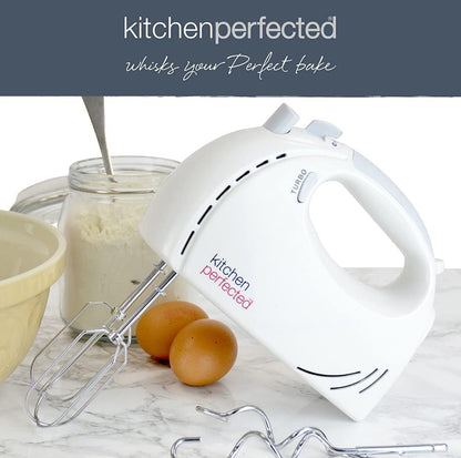 KitchenPerfected 200w Hand Whisk - 5 Speed Selection - Turbo Function - 2 Beater Attachments - 2 Hook Attachments - Eject Button -White - E5433WH