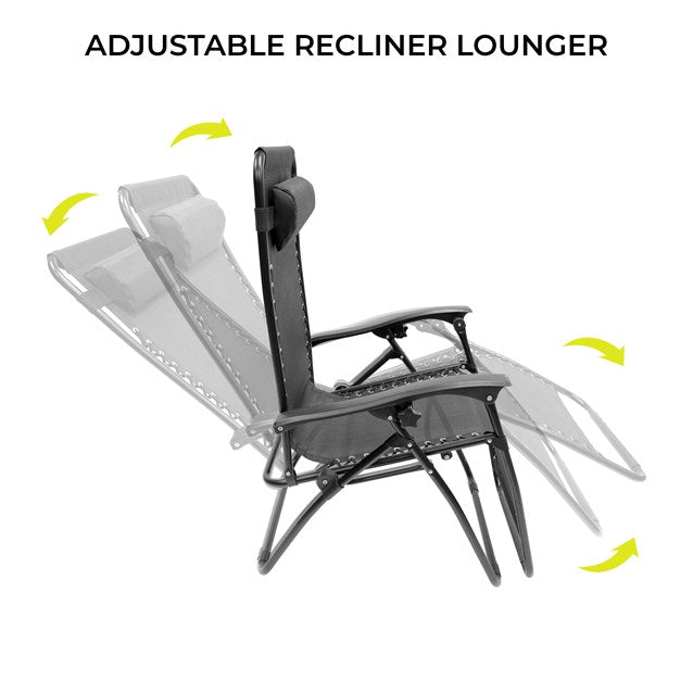 Deluxe Lounger/Chair with Pillow - Black,