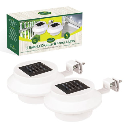 2pk LED Gutter & Fence Solar Light