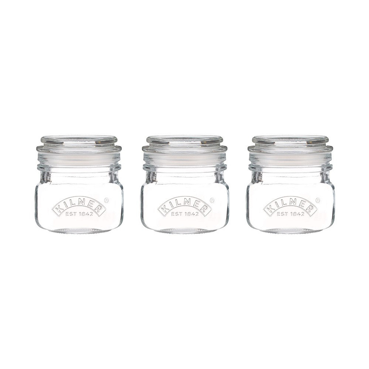 SQUARE PUSH TOP JARS SET OF 3 250ML