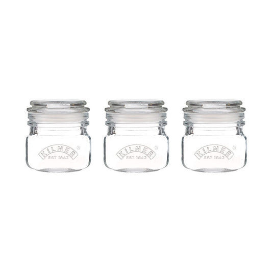Bocaux carrés à poussoir, lot de 3 x 250 ml