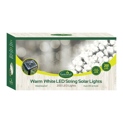 200 LED Solar String Lights - Bright White