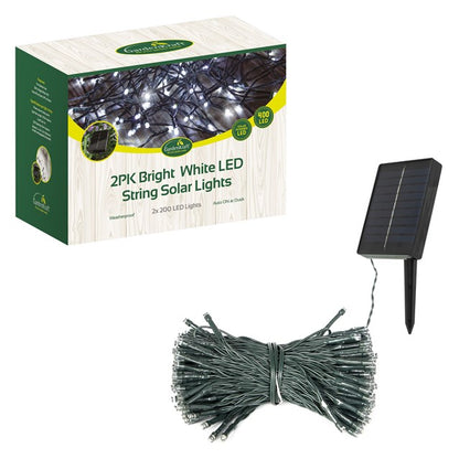 2PK - 200 LED Solar String Lights - Bright White