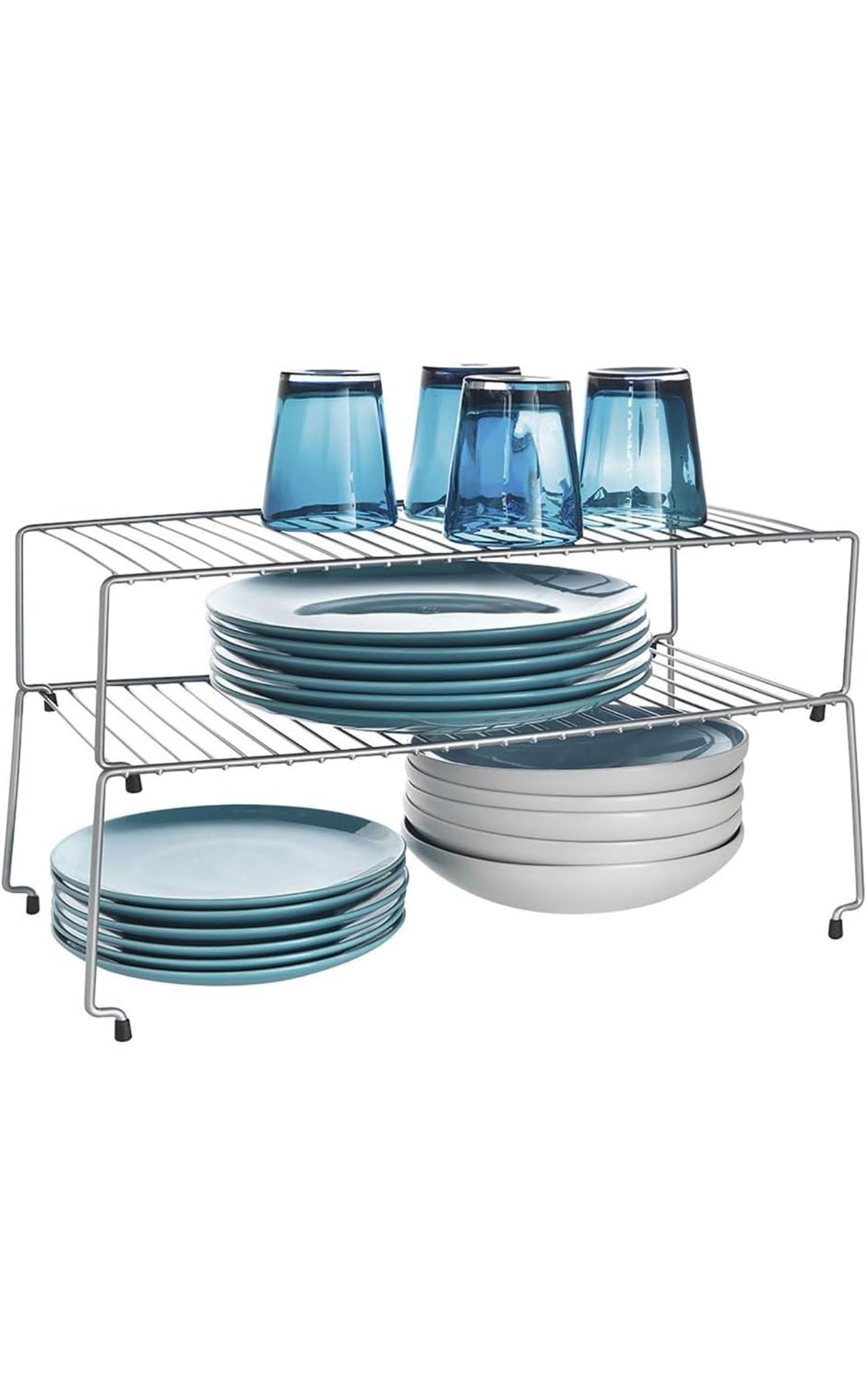 Metaltex Smart Kitchen Stackable Cupboard Shelves, Set of 2, Silver, Metal, 47 x 23 x 26cm