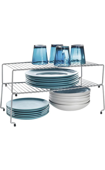 Metaltex Smart Kitchen Stackable Cupboard Shelves, Set of 2, Silver, Metal, 47 x 23 x 26cm