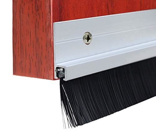 Door Bottom Brush Draught Excluders, Screw Fixing, Silver Aluminium 915mm Long With 25mm Brush Height