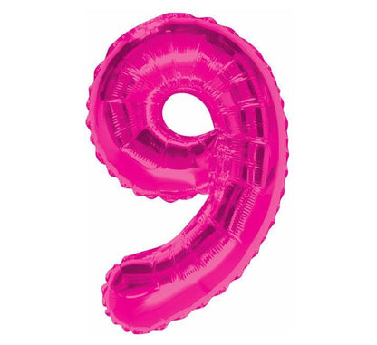 34in PINK GLITZ Number 9 Balloon