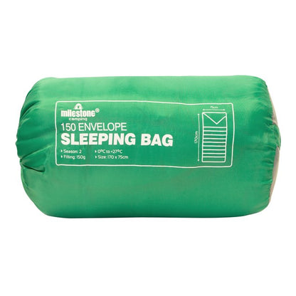 Envelope Sleeping Bag - Green - Single - 2 Seasons