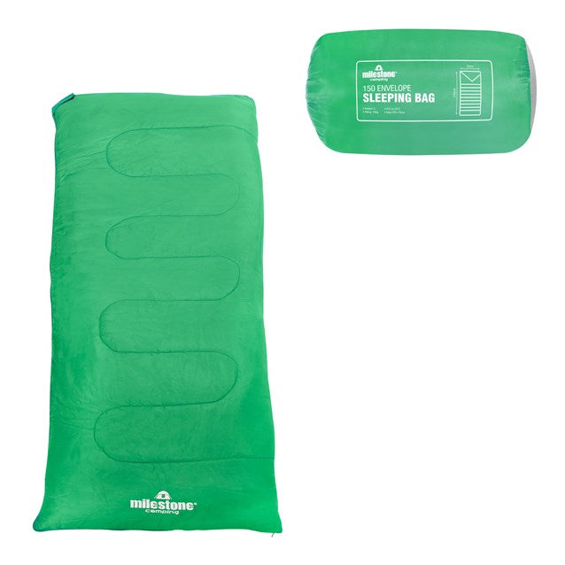 Envelope Sleeping Bag - Green - Single - 2 Seasons