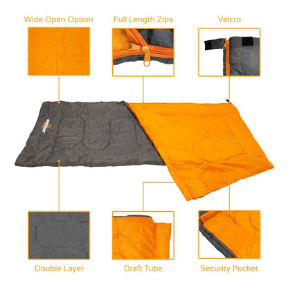 Single Envelope Sleeping Bag - 250gsm - 2 Seasons