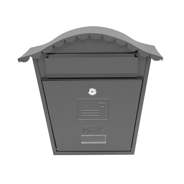 Classic Wall Galvanised Steel Post Box-Grey