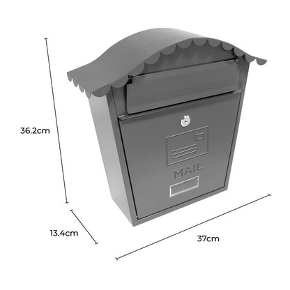 Classic Wall Galvanised Steel Post Box-Grey