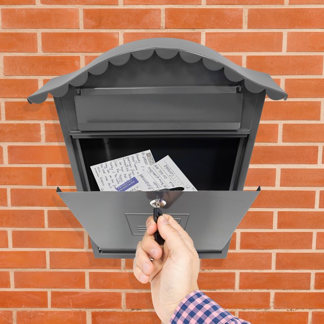 Classic Wall Galvanised Steel Post Box-Grey