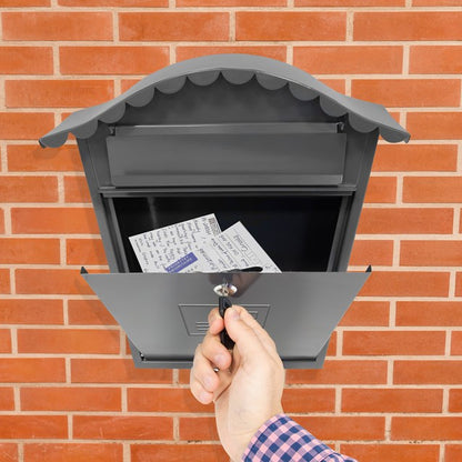 Classic Wall Galvanised Steel Post Box-Grey