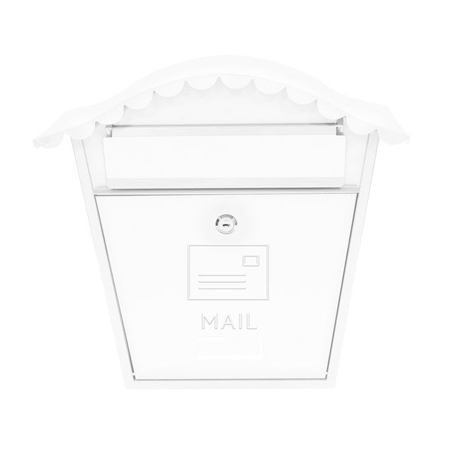 Classic Wall Galvanised Steel Post Box- White