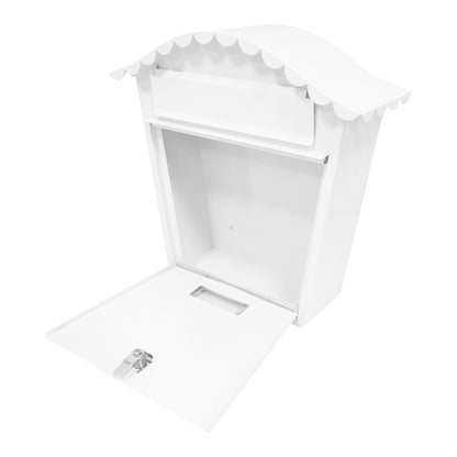 Classic Wall Galvanised Steel Post Box- White