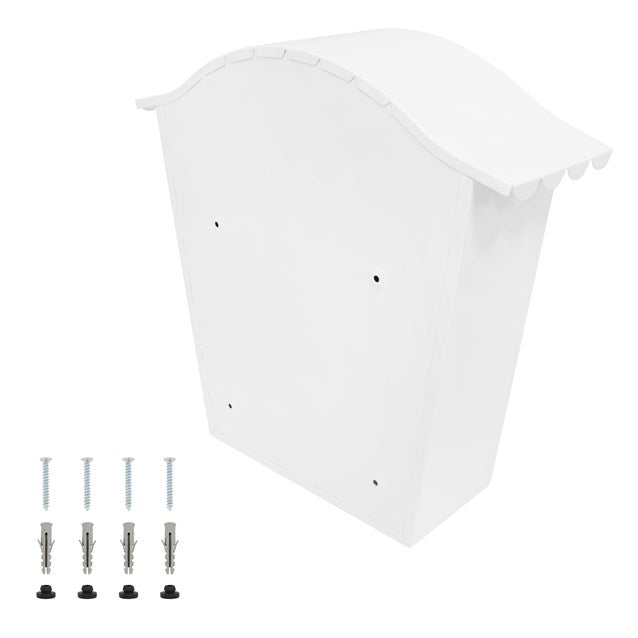 Classic Wall Galvanised Steel Post Box- White
