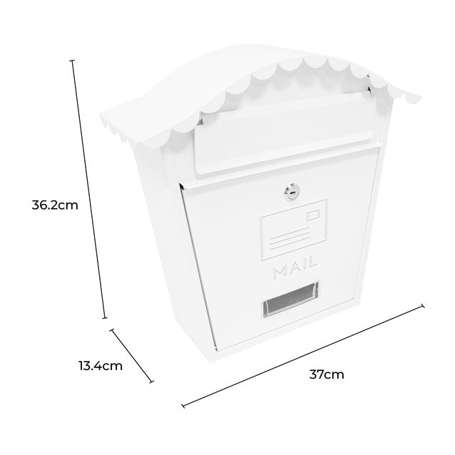 Classic Wall Galvanised Steel Post Box- White