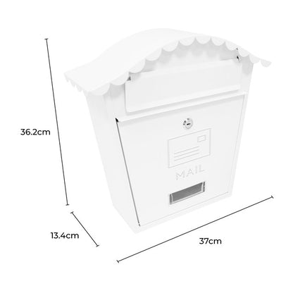 Classic Wall Galvanised Steel Post Box- White
