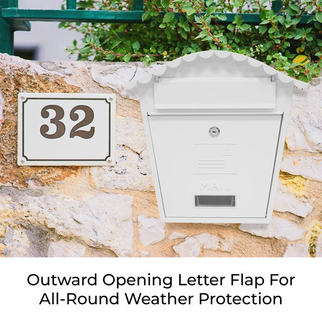 Classic Wall Galvanised Steel Post Box- White