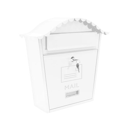 Classic Wall Galvanised Steel Post Box- White