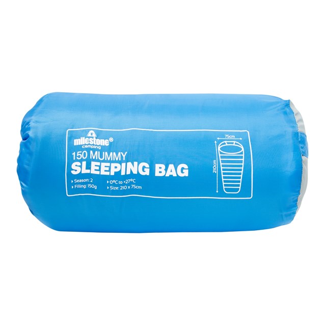 Mummy Sleeping Bag - Blue - Single - 2 Seasons