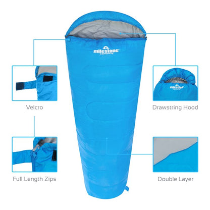 Mummy Sleeping Bag - Blue - Single - 2 Seasons