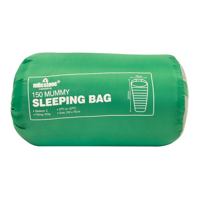 Mummy Sleeping Bag - Green - Single - 2 Seasons