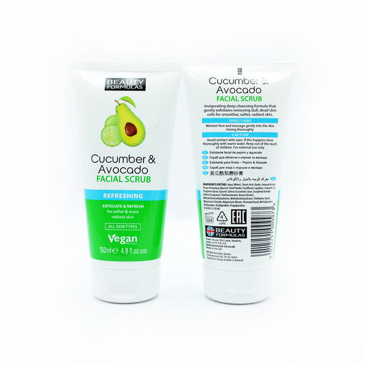 BEAUTY FORMULAS FACE SCRUB CUCUMBER & AVOCADO 150ML
