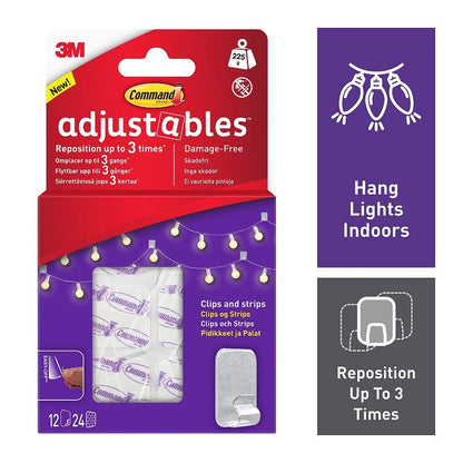 Clips repositionnables Command Ajustables, lot de 12, 17840CLR-12UKN