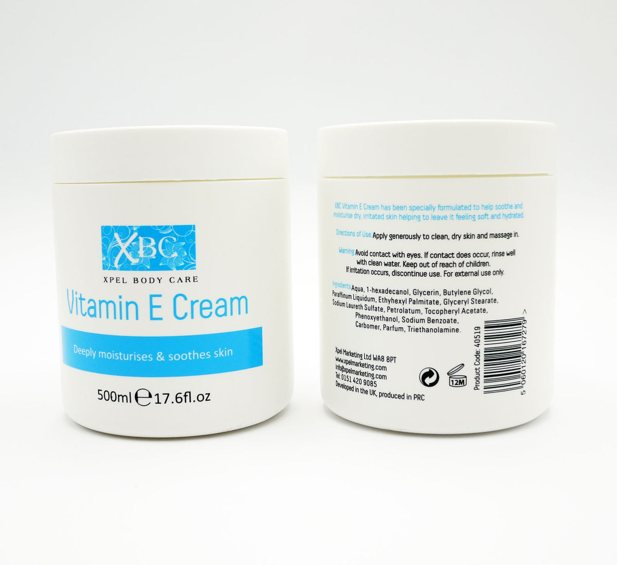 XBC Vitamin E Creme – 3 X 500 Ml, Spendet Feuchtigkeit, Beruhigt Trockene Haut