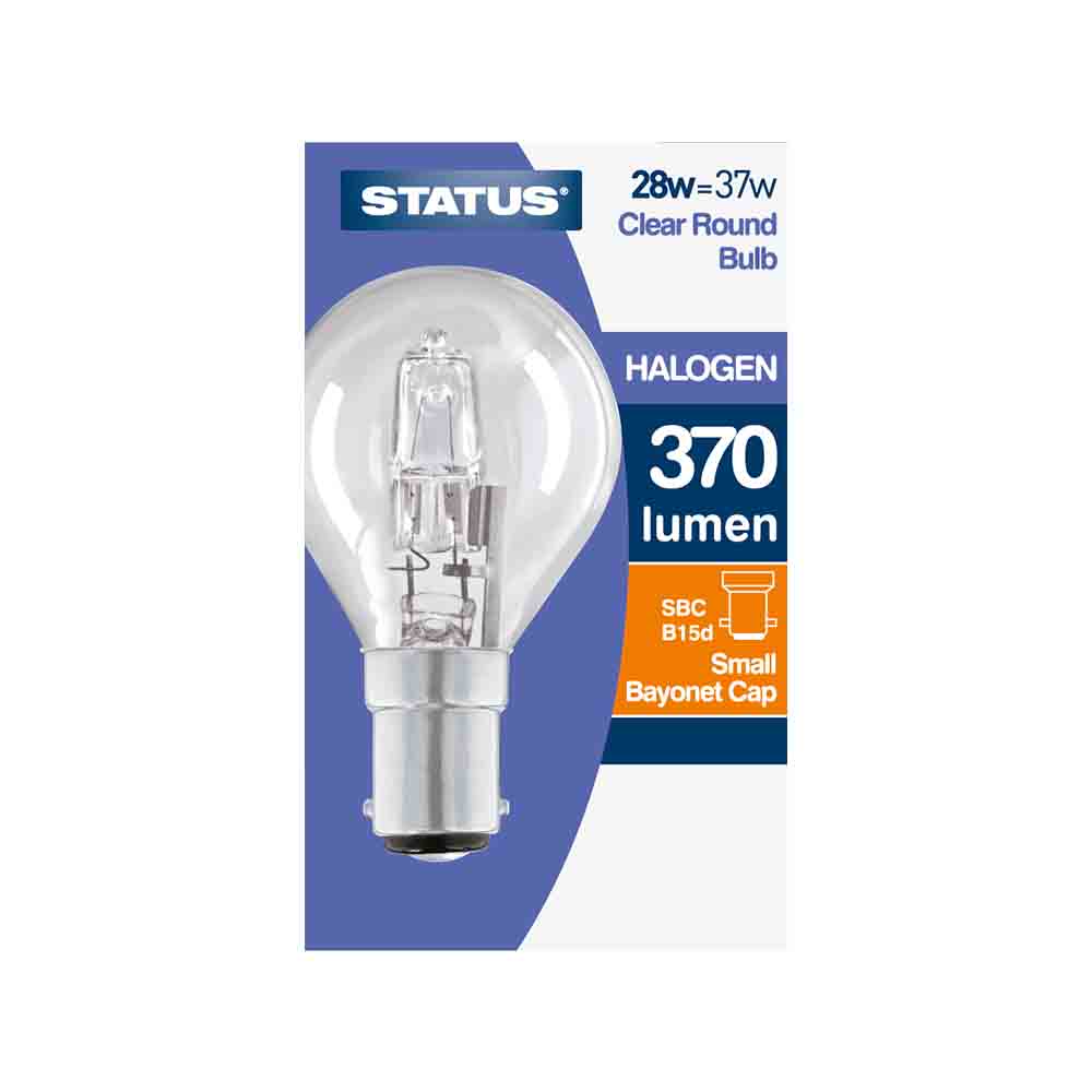 28w = 37w - Halogen - Round - SBC - Clear - 1 pk