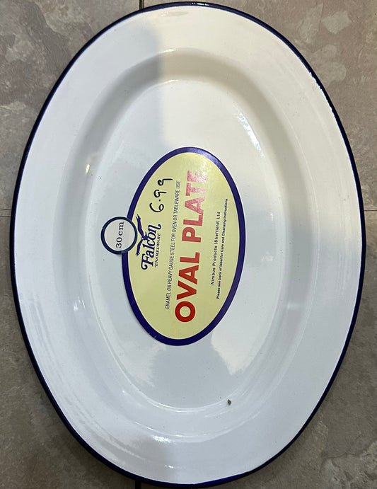 PLAT OVALE ÉMAILLÉ BLANC 30 CM