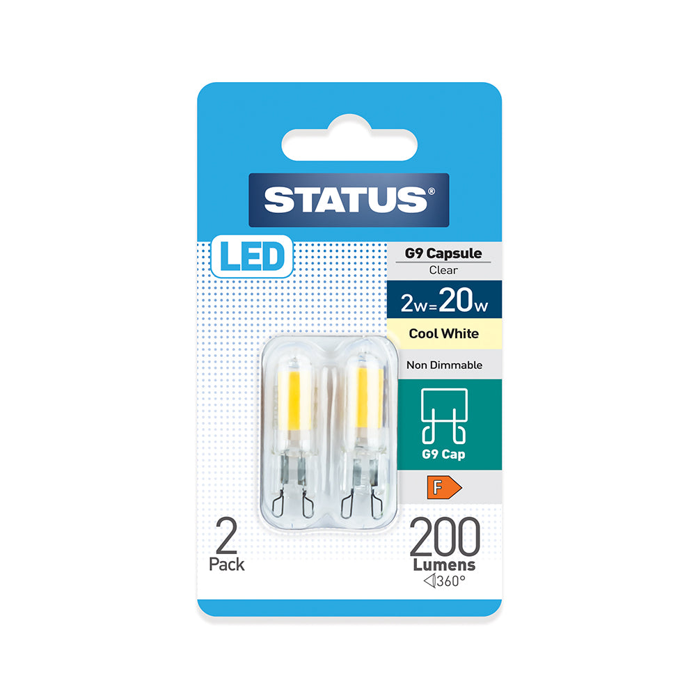 2w = 20w = 200 lumens - LED - G9 - Cool white - non dimmable - 2pk in Trapped Blister