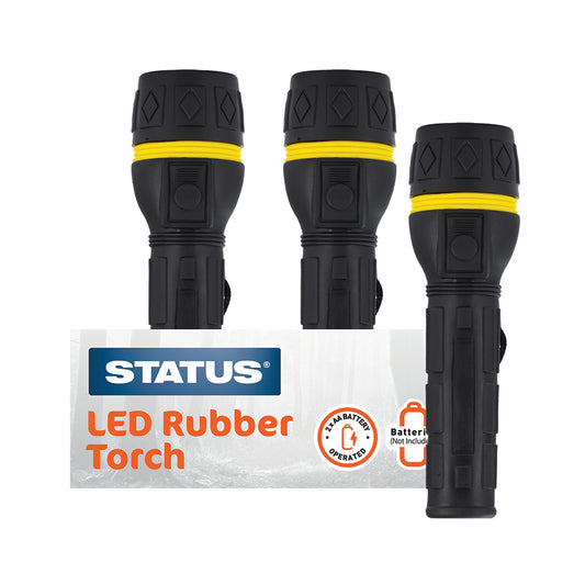 Lampe torche en caoutchouc – 2 piles AA (non incluses) – Noire