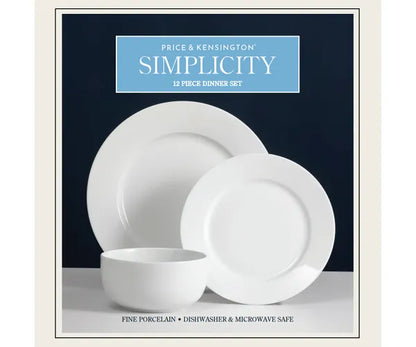 Elevate Your Dining Experience with the Simplicity Dinner Set - 12 Piece Collection.