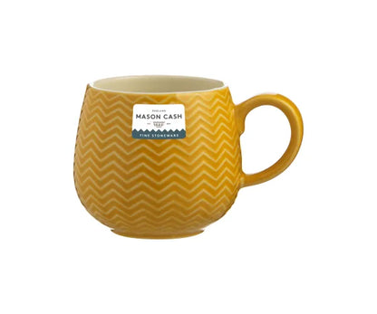 Embossed Chevron Ochre Mug 350ml Stylish Ceramic Drinkware