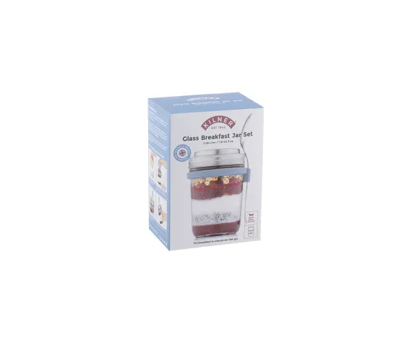 Kilner Ensemble bocal de petit-déjeuner ou boîte à lunch de 0,35 litre en verre pour emporter