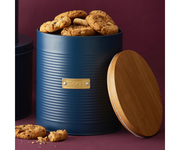 Rangement à biscuits Otto Navy : Gardez vos gourmandises fraîches avec style.
