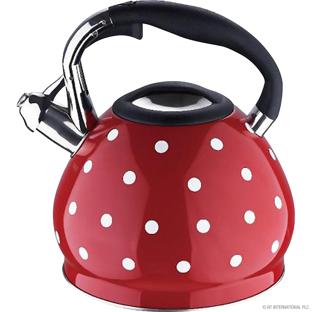Bouilloire sifflante en acier inoxydable 3,5 L rouge à pois blancs - Élégante et fonctionnelle pour votre cuisine