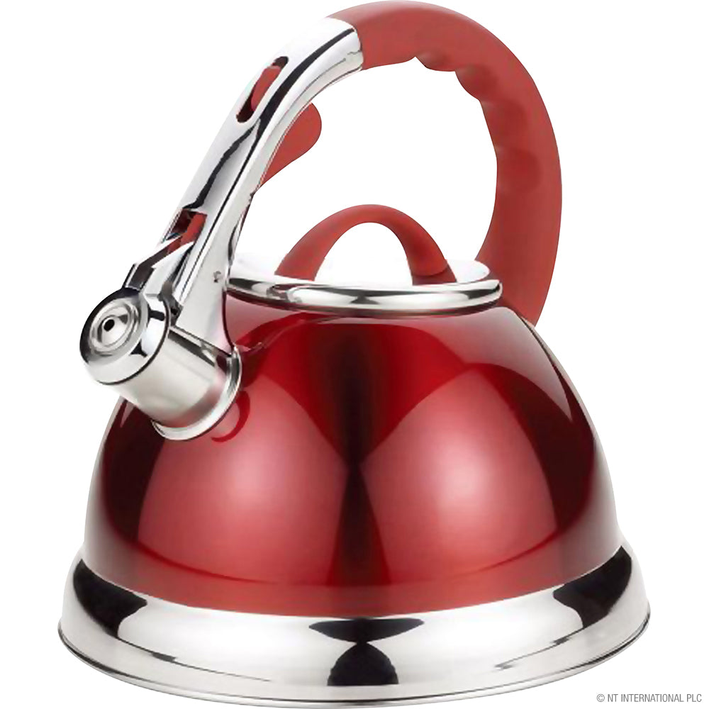 Bouilloire sifflante 3,5 L rouge et chrome - Une bouilloire élégante et efficace pour votre cuisine