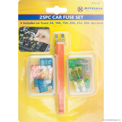 25pc Car Fuse Set 5 - 30 Amp Ensure Vehicle Safety