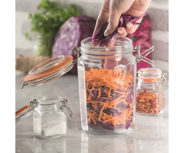 Organisez-vous avec le bocal à couvercle à clip à facettes 0,95 litre | La solution de rangement parfaite.